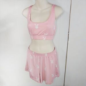 Baby Pink Playboy Motif PJs